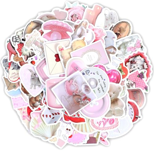 120Pcs Coquette Stickers Cute Aesthetic Sticker Laptop Decal Bow Waterproof Pink Scrapbook Stickers Packs for Adults Girls Phone Luggage Water Bottles Skateboard Guitar Helmet Party Gifts