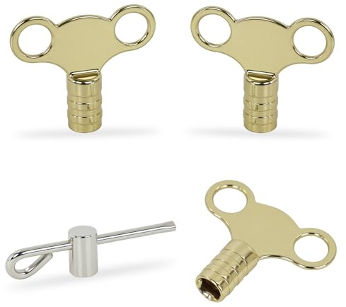 Radiator Bleed Keys 4-Pack, for UK 5mm & Corner Valves, Non-Slip | Alloy steel, fits standard valves too, easy bleeding with secure grip