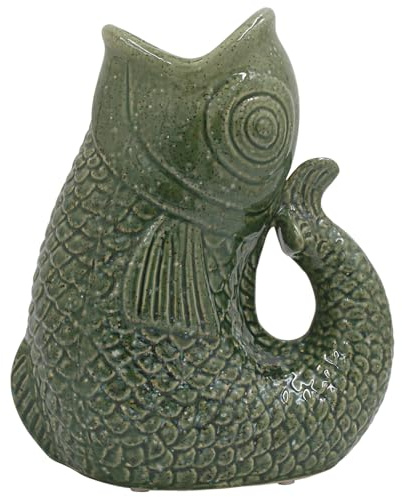 Lesser & Pavey Greenfish Jug Vase 23cm | Decorative Ceramic, Fresh Or Artificial Bouquets, Stylish, Large Vase Alternative