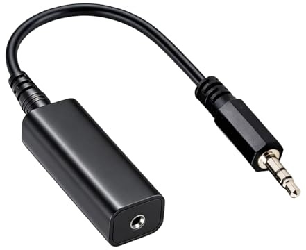 Entstörfilter Ground Loop Noise Isolator für Auto Audio, Heim Stereo & Bluetooth Lautsprecher – 3,5 mm Klinke Audio Filter gegen Brummen/Rauschen, Mini Audio Isolator inkl. AUX-Kabel, Plug & Play
