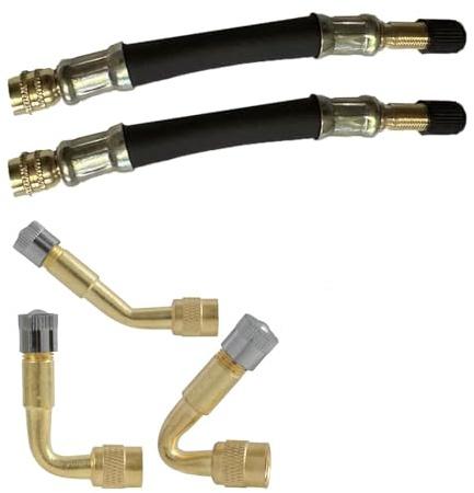 FunWorth Reifenventil Verlängerung Set, Autoventil Adapter 45°,90°,135° + 120mm Ventilverlängerung aus Gummi & Messing, für Auto, Motorrad, Fahrrad, Scooter und LKW (45°,90°,135° + 120mm)