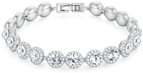 TINGN Armband Damen 14K Vergoldet Elegantes Silber Gold Tennisarmband Cubic Zirconia Tennis Armband Classic Rund CZ Armkette Schmuck Geschenk für Frauen Damen