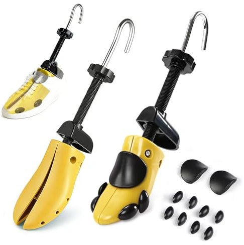 Veebmys Ensanchador de Zapatos Universal, 1 Par con Sistema 4 Vías y Almohadillas, Regulación de Longitud y Anchura, para Botas, Zapatos Deportivos, de Cuero, con Tacón, 35-42