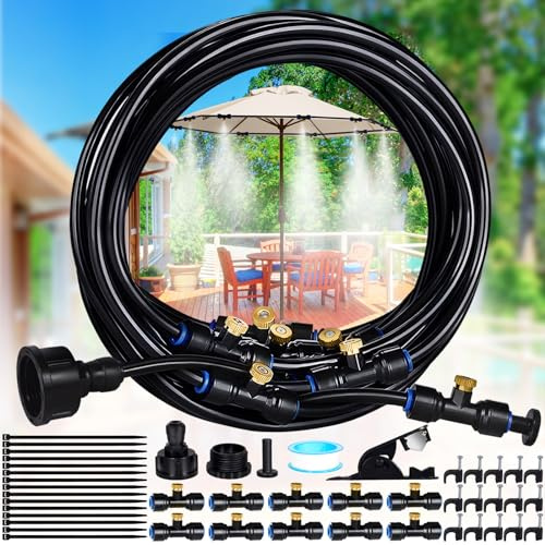 XUNIVERS10M Kit Nebulizador Jardín,Nebulizador Terraza Jardín,DIY Kit de Nebulización Terraza,Rociador de Terraza con Manguera Duradera y Boquillas Extraíbles para Giardino,Sombrillas y Techos