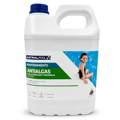 Antialgas Piscina AstralPool 5 litros | Elimina y Previene Algas | Agua Cristalina y Brillante | Algicida de Acción Rápida para Todo Tipo de Piscinas