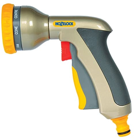 Hozelock - Pistola de riego metálica Multi Plus con roseta y 8 tipos de rociado