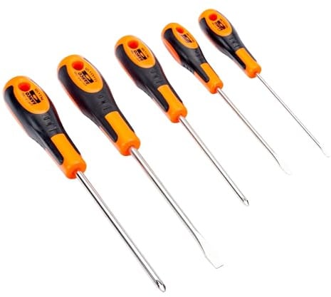 Bahco 604-5 Slotted/PH Screwdriver Set, Multi-Colour, Set of 5 Pieces