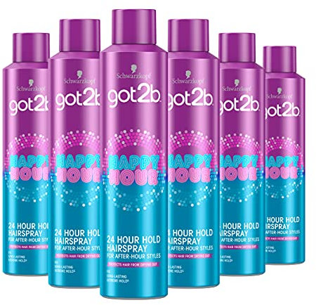 Schwarzkopf got2b Happy 24 Hour Hold Hairpsray, 300ml, pack of 6