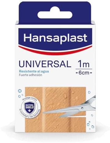Hansaplast Universal Tira para cortar 10 x 6 cm, Apósitos impermeables transpirables, Fuerte adhesión, Gasa absorbente antiadherente, Apósitos para heridas multiusos