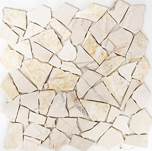 Mosaik Bruch/Ciot golden cream poliert mit Struktur Marmor Naturstein Küche, Mosaikstein Format: 15-69x8 mm, Bogengröße: 305x305 mm, 10 Bögen