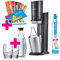 SodaStream Crystal 2.0 Wassersprudler-Set Promopack mit CO2-Zylinder, 2X Glaskaraffen, 2X Trinkgläsern, Titan