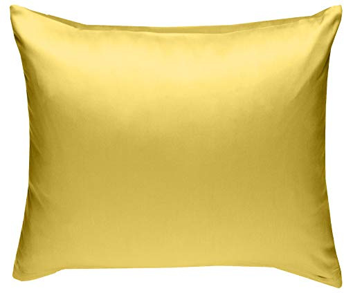 Bettwaesche-mit-Stil Mako-Satin Baumwollsatin Bettwäsche Uni einfarbig zum Kombinieren (Kissenbezug 50 cm x 50 cm, Gelb) viele Farben & Größen