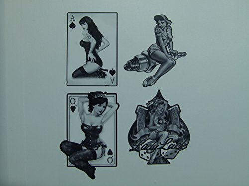 cut-it folientechnik & design MG611 / Aufkleber Set Pinup Girls Breite je ca. 5,5cm Pin Up Karten Poker Casino Retro Tuning Auto Rockabilly