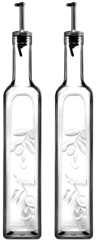 Pasabahce Homemade Lot de 2 bouteilles d'huile et de nourriture 500 ml en verre trempé Passe au lave-vaisselle Transparent