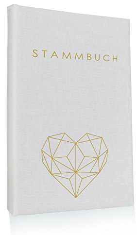 Hochzeitideal – Stammbuch der Familie Geometric weiß 21,0 cm x 15,0 cm - Buchbinderleinen Stammbuch Hochzeit - Familienbuch Standesamt mit 6-Fach Ringmechanik für Urkunden mit Behördenlochung