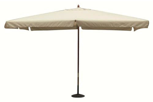 Ombrellone da Giardino 3 X 3 Palo Centrale in Legno per Esterno Telo Verde Scuro Ristorante Gelateria Bar Hotel Albergo
