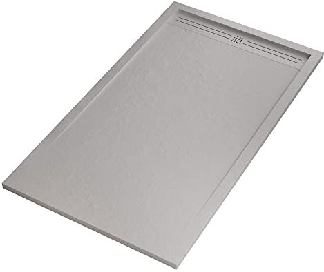 OLIMPO DOCCE - Piatto doccia in marmo resina Grigio Chiaro pietra cemento GRID - 80x170