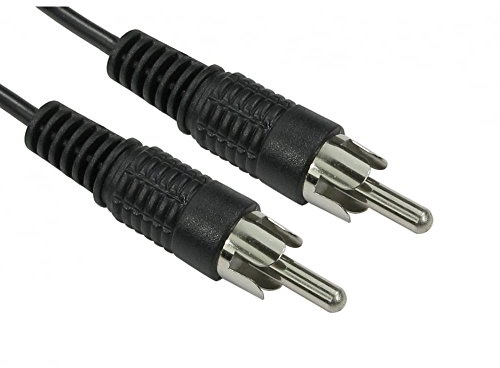rhinocables - Single RCA Phono Audio Cable | Nickel Connectors for Amplifier, DVD, HiFi, Speaker | Mono or Stereo Use | Black, 1.2m