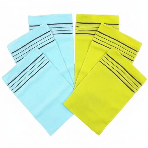 Olivia Tree 6 Pack Exfoliating Mitts, Korean Spa Italy Towel Body Scrubbers