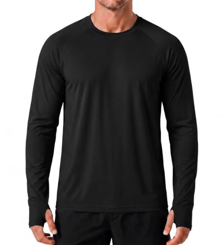 Zengjo Long Sleeve Running Top Men Gym Sports Thumb Holes Lightweight UV | UPF 50+ sun protection. Soft, breathable & quick-dry. Tagless crew neck reduces chafing. Hiking, fishing & outdoor training.