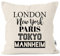MoonWorks® Kissen-Bezug London Paris New York Tokyo Deine Stadt Dorf Ort Ortsname Kissen-Hülle Deko-Kissen Baumwolle Natur Unisize