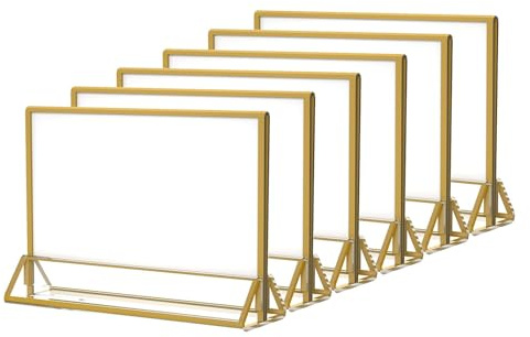 NIUBEE 5x7 Acrylic Sign Holder, Picture Frame, Wedding Table Numbers, 6pack