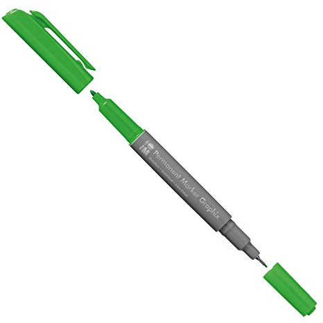 Marabu 01470003154 - Permanent Marker Graphix in Limette, mit Doppelspitze 1-2 mm und 0,5 mm, brillante Farben, schnelltrocknende, alkoholbasierte Tinte, geruchsarm und wasserfest