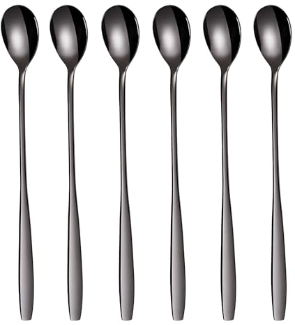 GRÄWE Latte Macchiato Löffel Set, Gold, 6-teilig, 22 cm, Lange Löffel, Cocktaillöffel, Dessertlöffel, Eislöffel, Löffel für Eiskaffee, Edelstahl, spülmaschinengeeignet