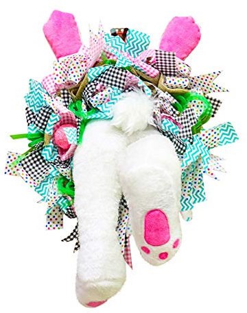 Osterkranz mit Hase,Koly-Hundebett Osterhase Kranz Osterkranz mit Hasen Hintern und Ohren Osterkranz Tür Basteldekoration Kaninchenform Girlande Wandkranz Verschönerungsset Osterdekoration