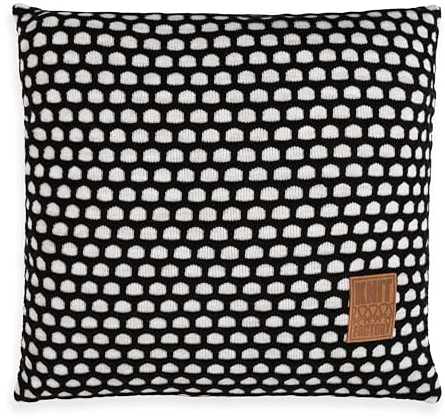 KNIT FACTORY - Mila Kissen - Beige/Schwarz - 50x50 cm