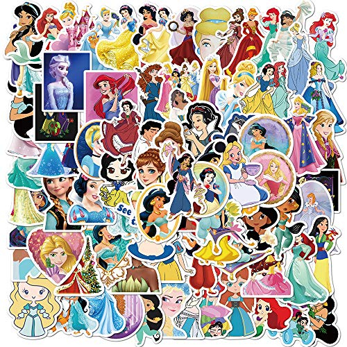 Prinzessin Aufkleber, 100 Stück Niedlich Anime Aufkleber, VSCO Dekorative Stickers Wasserdicht Vinyl Aufkleber für Laptop Skateboard Auto Motorrad Kid's