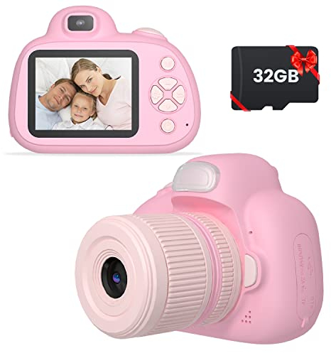 MOREXIMI Kinderkamera, Digitalkamera für Kinder im Alter von 3–8 Jahren, Geburtstagsgeschenk, Spielzeug für Mädchen und Jungen (Rosa)
