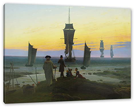 Pixxprint Caspar David Friedrich - Die Lebensstufen, Weiß, Größe: 120x80cm, Leinwandbild, fertig gespannt, Wandbild, Dekoration, Kunstdruck, kein Poster