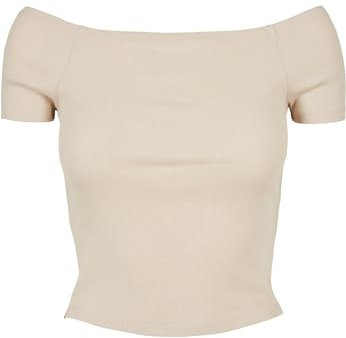 Urban Classics Women's Ladies Off Shoulder Rib Tee T Shirt, Beige, XXL UK