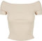Urban Classics Women's Ladies Off Shoulder Rib Tee T Shirt, Beige, XXL UK