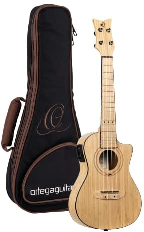 Ortega Guitars Konzert Ukulele Elektro-Akustisch – Bamboo Series – Inklusive Gigbag – Bambus, Natur (RUNAB-CC)