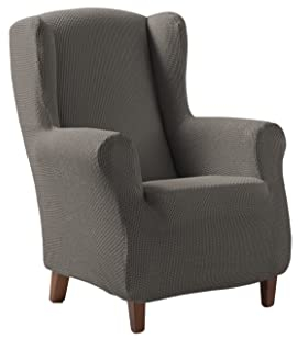 Zebra Textil - Z51 - Bielastische Husse für Ohrensessel Größe 1 Sitzer (Standard), Farbe Braun