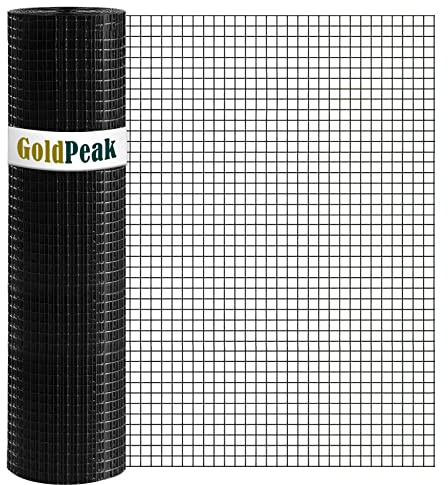 GoldPeak Black Hardware Cloth 1/2 inch 48 inch x 100 Foot 19 Gauge - Vinyl Coated Welded Wire Mesh Roll Chicken Wire Fencing Garden Fence Tree Guard Hardware Mesh Wire Fence Roll