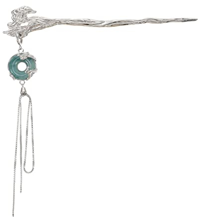 Lurrose Chinesische Haarstöcke Haarspannstäbchen Metall Drache Haarnadel mit Quasten Anhänger Braut Hochzeit Cheongsam Haarnadeln Chignon Frauen Haarzubehör Accessoires