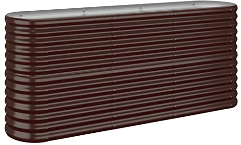 vidaXL Hochbeet, Wetterfestes Hochbeet für Garten Balkon Terrasse, Kräuterhochbeet zum Selber Bauen, Pflanzkasten aus Metall, Pulverbeschichteter Stahl Braun