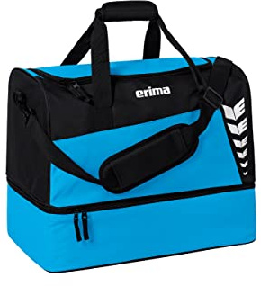 Erima Six Wings Sports Bag with Bottom Compartment, Curacao/Black, M | (7232316), curacao/schwarz, M