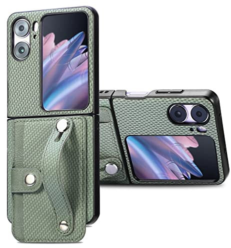 COQUE Oppo Find N2 Flip,Multi-Fentes Mince avec Cadre Photo de Protection bandoulière Longue Corde, Housse de téléphone Pliable pour Oppo Find N2 Flip-Vert