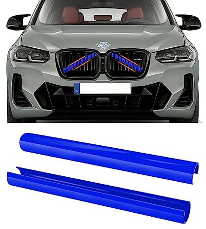 TTCR-II 2PCS Frontgrill Einsatz,Streifen Kühlergrill Einsätze Zierleiste Kompatibel mit BMW X3 F25 G01/ X4 F26 G02/X5 E70 F15 F85 G05/X6 E71 F16 F86 G06/X7 G07 Grill Streifen(Blau)