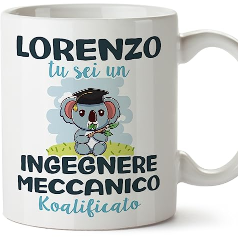 Mugffins Tazza Personalizzata in ceramica per INGEGNERE MECCANICO uomo 11 oz / 350 ml - In italiano - Koalificati Personalizzati - Idea regalo per compleanno, anniversario, natale, laurea