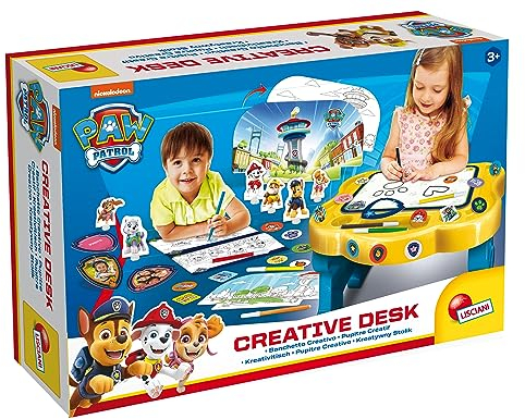 Lisciani - Paw Patrol - Kreativer Tisch - Kreatives Spiel - Zeichenspiel, Färbung und Phantasie - Aufkleber - Tischspitze zum Malen und Erstellen eines Drehbuchs - Für Kinder ab 3 Jahren