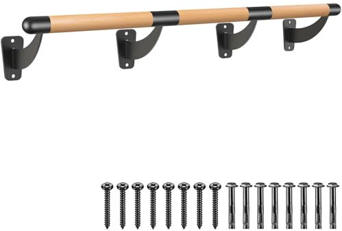SELEWARE Ballettstange,Ballet Barre aus Holz,Ballettstange für zuhause,Die freistehende Ballettstange ist 3,84 Meter lang und besteht aus Metallstützen und Holz für Ballett und Stretching.