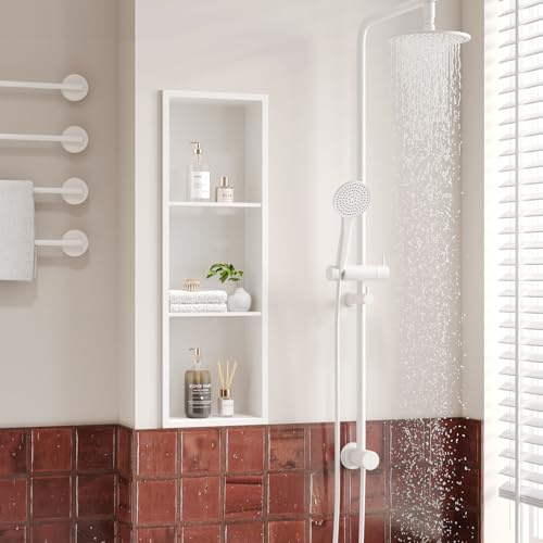 Neodrain Stainless Steel Shower Niche Recessed 3-Tier Niche Shower Storage for Bathroom 90 x 30 cm, White