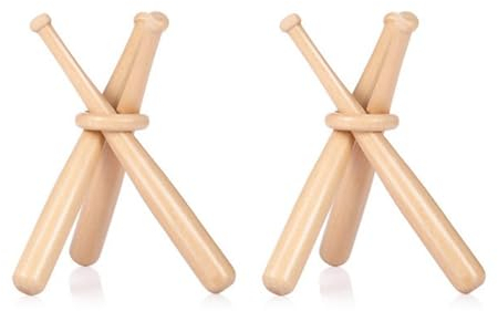 DONGKER Baseball-Ständer, 2 Stuck Holz Baseball-Halter, Mini Holz Baseballschläger-Display-Ständer zur Präsentation von Baseball(3 Baseballschläger+1 Holzring)