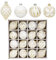 12er-Set Dekorative Weihnachtskugel Rustikale Weihnachtskugel-Ornamente im Vintage-Stil Weihnachtsdeko Weihnachtsbaum Dekoration Set für Weihnachtsbaum, Weihnachtshochzeitsfeier, Gold