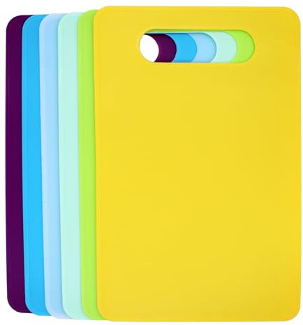 Piuluvor® Set Taglieri, 6 Pezzi Tagliere Piccolo Tagliere di plastica Colazione Antiscivolo 29 x 19 cm Tagliere da Cucina per Verdure Frutta Carne Pane (6 Colori)
